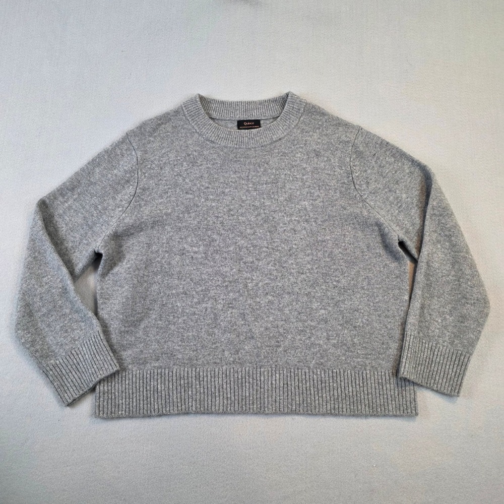 Quince 100% Mongolian Cashmere Boxy Oversized Crewneck Sweater Heather Grey Md